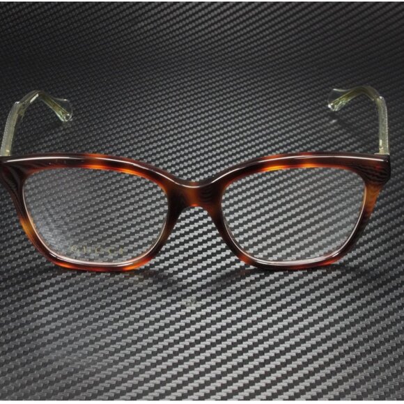 GUCCI Square Havana White Crystal Demo Lens 52 mm Women's Eyeglasses - Picture 2 of 5